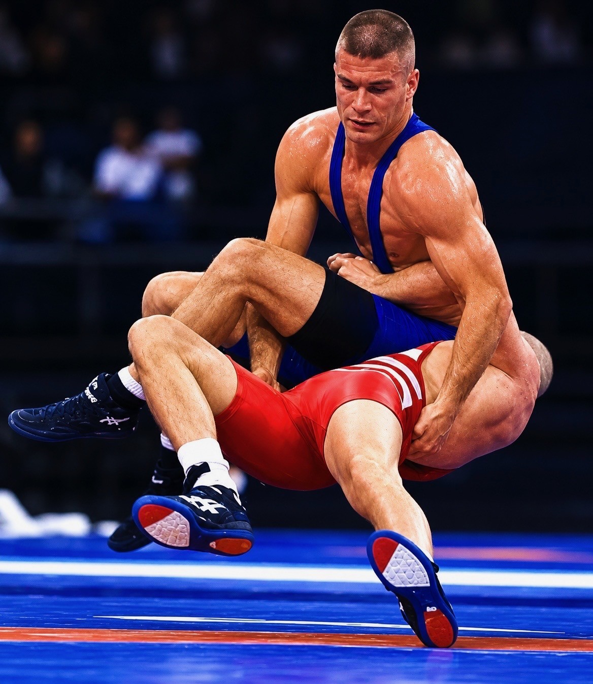 Ally Sleiman competing in freestyle wrestling at the 2000 US Olympic Trials